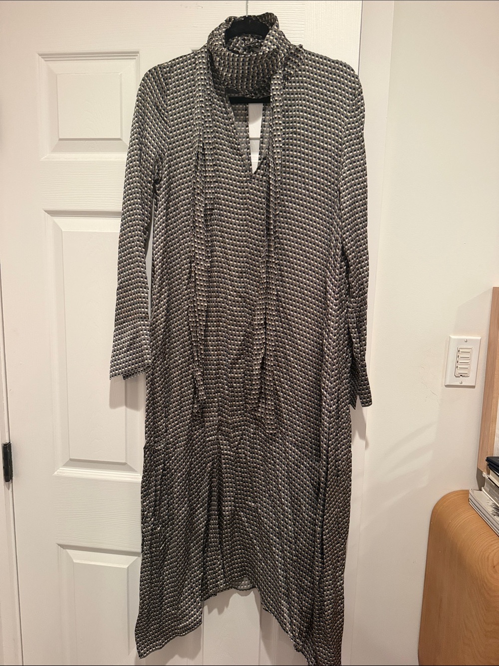 COS Black and White Patterned Long Sleeve Midi Dress